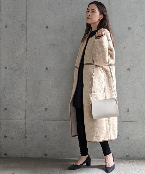 Per sist ence/パーシエンス　ボアパイピング×フェイクムートン リバーシブルノーカラーコート