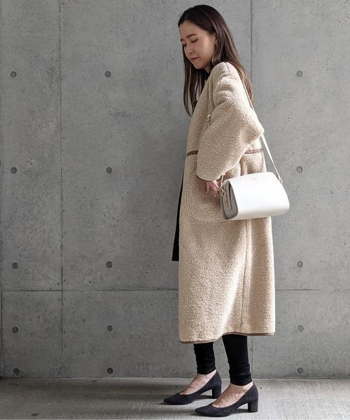 Per sist ence/パーシエンス　ボアパイピング×フェイクムートン リバーシブルノーカラーコート