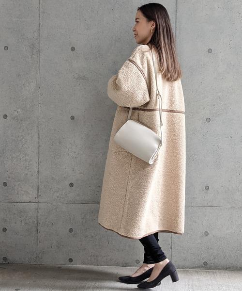 Per sist ence/パーシエンス　ボアパイピング×フェイクムートン リバーシブルノーカラーコート