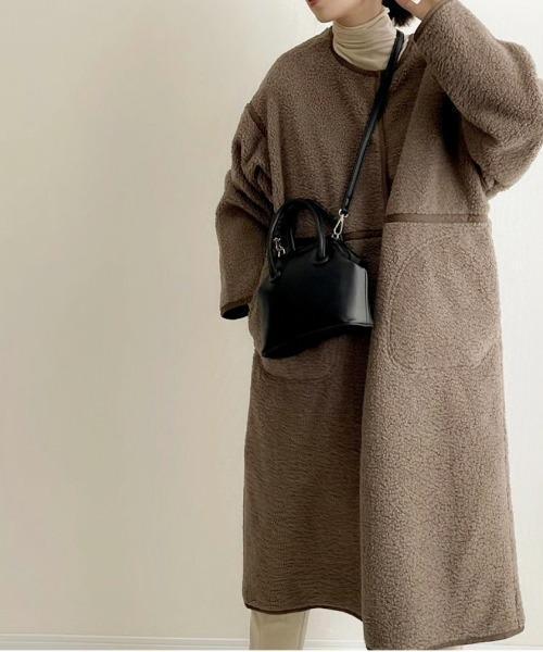 Per sist ence/パーシエンス　ボアパイピング×フェイクムートン リバーシブルノーカラーコート