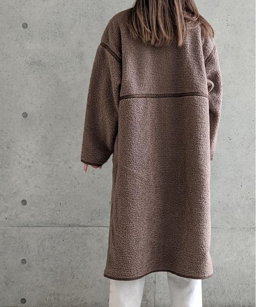 Per sist ence/パーシエンス　ボアパイピング×フェイクムートン リバーシブルノーカラーコート