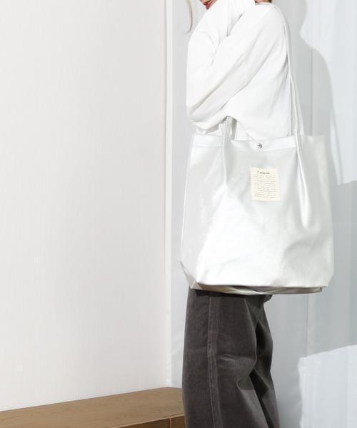 Per sist ence/パーシエンス　フェイクレザー ハンドルタックトートバッグ