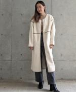 Per sist ence/パーシエンス　ボアパイピング×フェイクムートン リバーシブルノーカラーコート