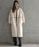 Per sist ence/パーシエンス　ボアパイピング×フェイクムートン リバーシブルノーカラーコート