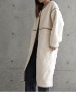 Per sist ence/パーシエンス　ボアパイピング×フェイクムートン リバーシブルノーカラーコート