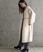 Per sist ence/パーシエンス　ボアパイピング×フェイクムートン リバーシブルノーカラーコート