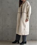 Per sist ence/パーシエンス　ボアパイピング×フェイクムートン リバーシブルノーカラーコート