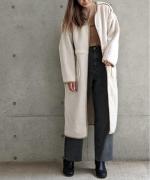 Per sist ence/パーシエンス　ボアパイピング×フェイクムートン リバーシブルノーカラーコート