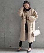 Per sist ence/パーシエンス　ボアパイピング×フェイクムートン リバーシブルノーカラーコート