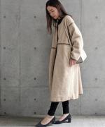 Per sist ence/パーシエンス　ボアパイピング×フェイクムートン リバーシブルノーカラーコート