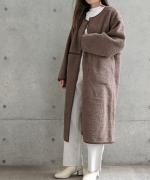 Per sist ence/パーシエンス　ボアパイピング×フェイクムートン リバーシブルノーカラーコート