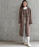 Per sist ence/パーシエンス　ボアパイピング×フェイクムートン リバーシブルノーカラーコート