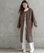 Per sist ence/パーシエンス　ボアパイピング×フェイクムートン リバーシブルノーカラーコート