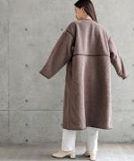 Per sist ence/パーシエンス　ボアパイピング×フェイクムートン リバーシブルノーカラーコート