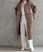 Per sist ence/パーシエンス　ボアパイピング×フェイクムートン リバーシブルノーカラーコート