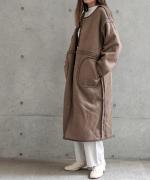 Per sist ence/パーシエンス　ボアパイピング×フェイクムートン リバーシブルノーカラーコート